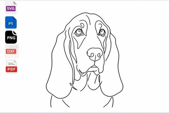 Basset Hound Line Art Dog SVG PNG DXF