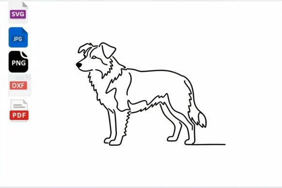 Border Collie Line Art Dog SVG PNG DXF Review