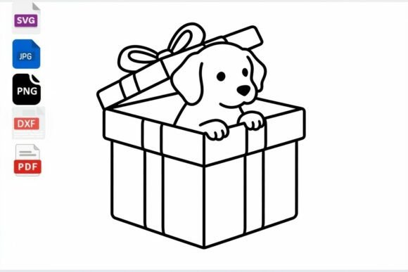Cute Puppy in Gift Box SVG Review
