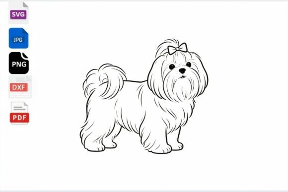 Cute Shih Tzu Dog Outline SVG Review
