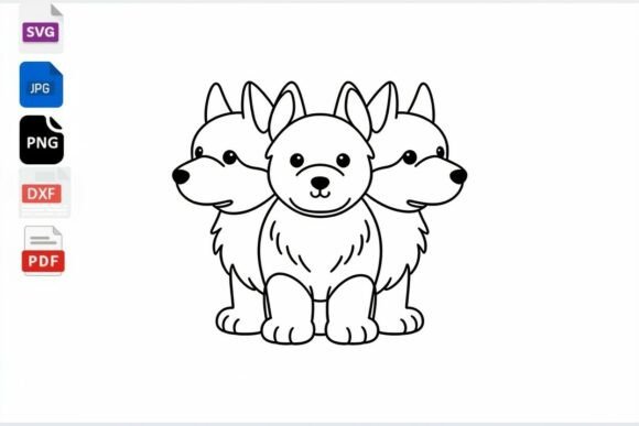 Cute Three Headed Dog SVG Clipart Review