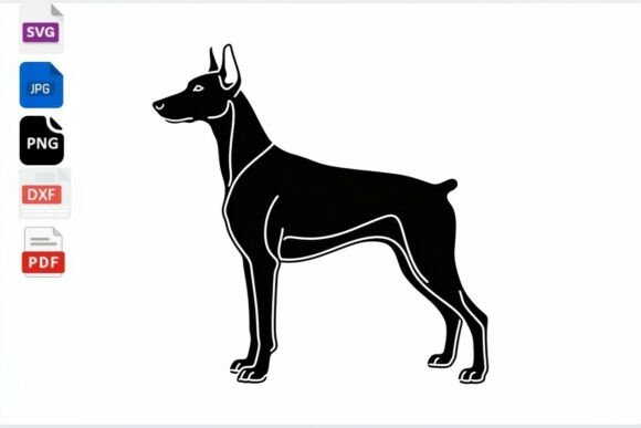 Doberman Dog Silhouette SVG PNG DXF