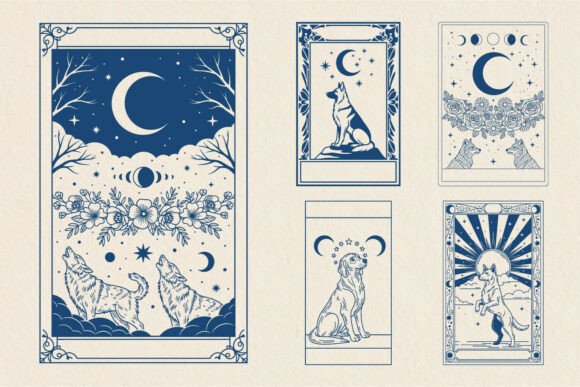 Dog Tarot SVG Mystical Moon Bundle