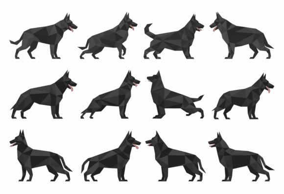 Geometric Black Dog Poses SVG Clipart Review