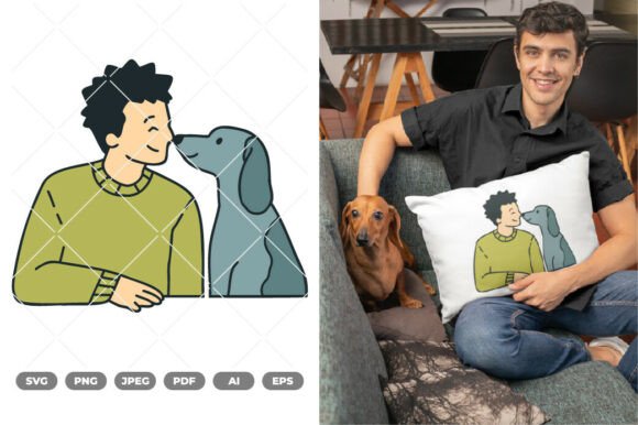 Man and Dog Colored SVG Clipart Review