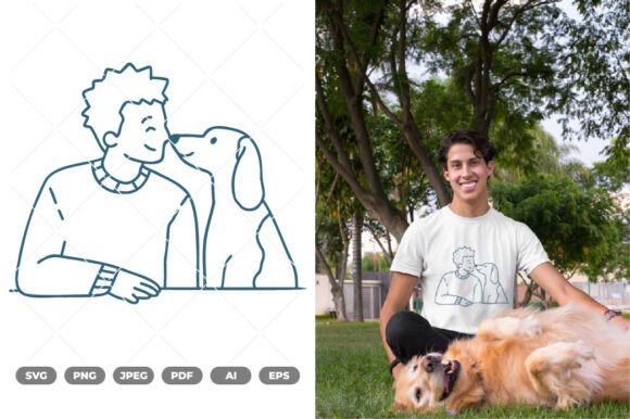 Man and Dog SVG Clipart
