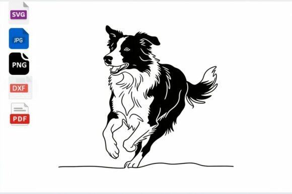 Running Border Collie Dog Silhouette SVG Review