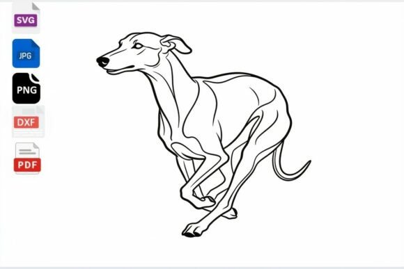 Running Greyhound Line Art SVG Dog Review