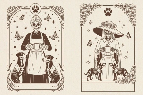 Tarot Style Floral Dog Lover SVG Design